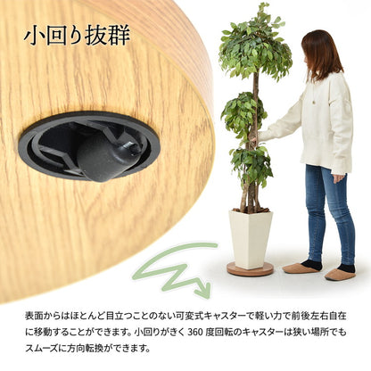 ラウンド プランターベース 木目調×隠しキャスターで美しく移動できる鉢植え台プランターベース キャスター付き 植木鉢台 鉢スタンド 植物移動台 木目調 グレー インテリア雑貨