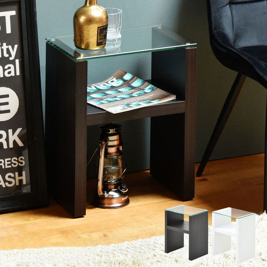 ガラス サイドテーブル ナイトテーブル スリム お洒落 ベッドサイドテーブル ミニテーブル ディスプレイラック 飾り棚 リビング 寝室 一人暮らし 新生活(代引不可)