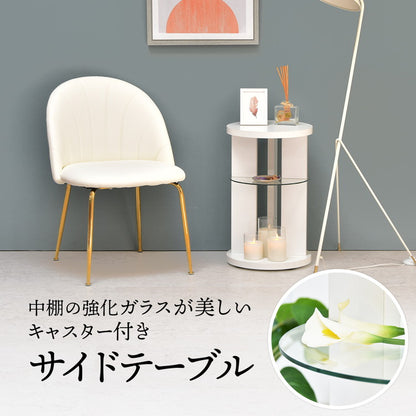 サイドテーブル キャスター付き ガラス ナイトテーブル ガラステーブル 木製テーブル ガラスサイドテーブル ソファサイドテーブル ベッドサイドテーブル ナイトテーブル(代引不可)