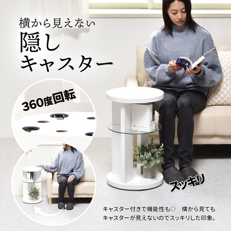 サイドテーブル キャスター付き ガラス ナイトテーブル ガラステーブル 木製テーブル ガラスサイドテーブル ソファサイドテーブル ベッドサイドテーブル ナイトテーブル(代引不可)