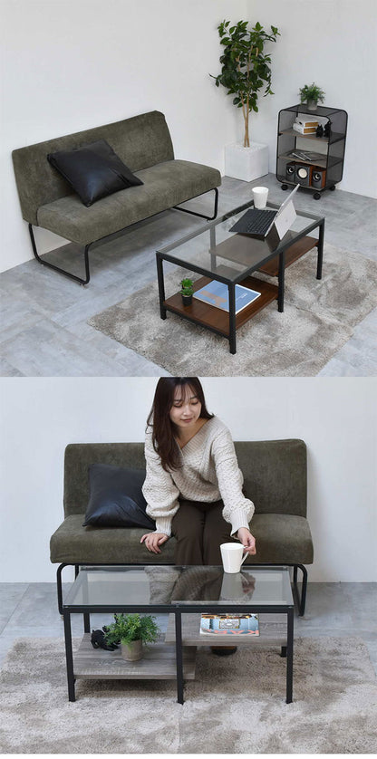 ガラスセンターテーブル Exie強化ガラス×収納棚付きシンプルデザイン【幅80cm】ガラスセンターテーブル 強化ガラステーブル シンプルテーブル 棚付きテーブル 透明天板テーブル