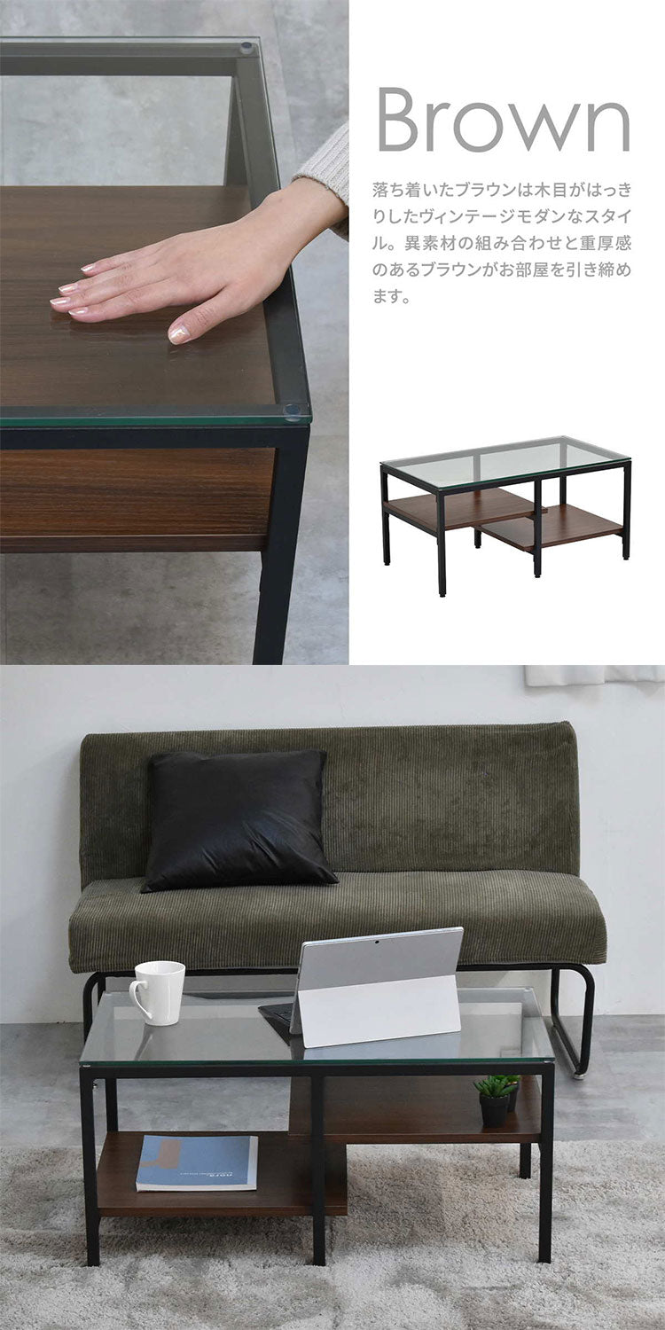 ガラスセンターテーブル Exie強化ガラス×収納棚付きシンプルデザイン【幅80cm】ガラスセンターテーブル 強化ガラステーブル シンプルテーブル 棚付きテーブル 透明天板テーブル