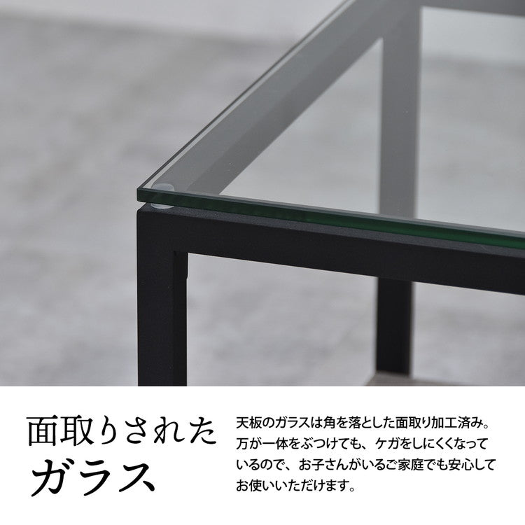 ガラスセンターテーブル Exie強化ガラス×収納棚付きシンプルデザイン【幅80cm】ガラスセンターテーブル 強化ガラステーブル シンプルテーブル 棚付きテーブル 透明天板テーブル