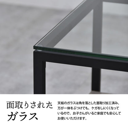 ガラスセンターテーブル Exie強化ガラス×収納棚付きシンプルデザイン【幅80cm】ガラスセンターテーブル 強化ガラステーブル シンプルテーブル 棚付きテーブル 透明天板テーブル
