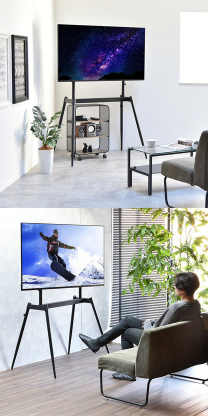 イーゼルテレビスタンド Ease 32~75型対応・インテリアに映えるアートな佇まいテレビスタンド イーゼル型 32型対応 75型対応 高耐荷重60kg 高さ調整可能 VESA対応 ブラック