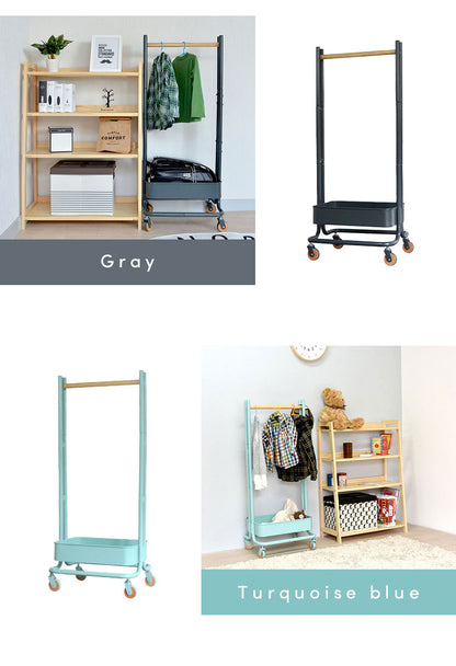 ROSSINI ハンガーラック キッズハンガー バスケット 収納 服 トローリーワゴン ランドセル コートハンガー 服掛け スリム おしゃれ ワゴン(代引不可)