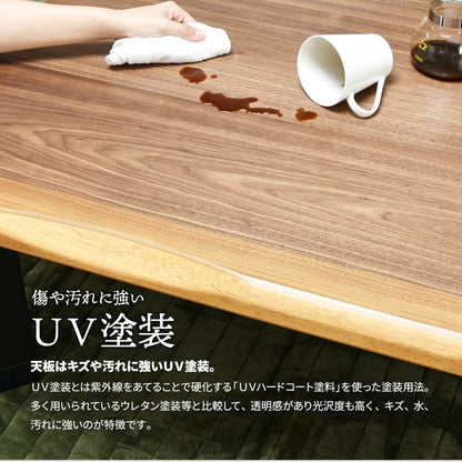 ウォールナット突板 ハイコタツ幅90×奥行75 UKT-923WN コタツ コタツ布団 敷き布団 掛け布団 コタツテーブル コタツチェア ダイニングコタツ ローテーブル ダイニング 暖冬 冬 暖房(代引不可)