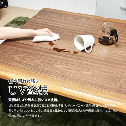 ウォールナット突板 ハイコタツ幅135(3点セット) コタツ コタツ布団 敷き布団 掛け布団 コタツテーブル コタツチェア ダイニングコタツ ローテーブル ダイニング 暖冬 冬 暖房(代引不可)