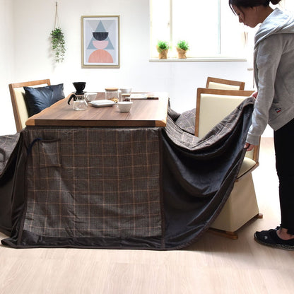 ウォールナット突板 ハイコタツ幅135(2点セット) コタツ コタツ布団 敷き布団 掛け布団 コタツテーブル コタツチェア ダイニングコタツ ローテーブル ダイニング 暖冬 冬 暖房(代引不可)