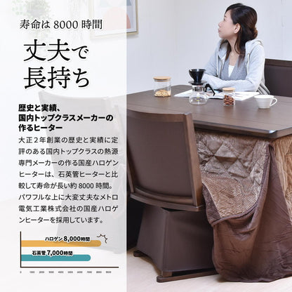 タモ突板 ハイコタツ幅135(5点セット) コタツ コタツ布団 敷き布団 掛け布団 コタツテーブル コタツチェア ダイニングコタツ ローテーブル ダイニング 暖冬 冬 暖房(代引不可)