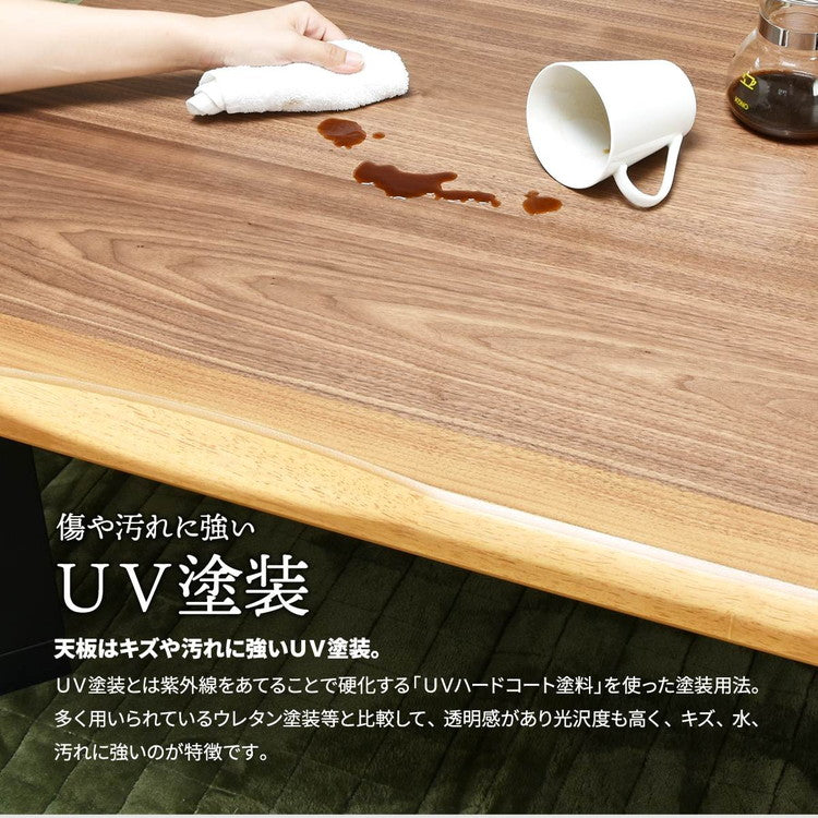 ウォールナット突板 ハイコタツ幅90×奥行75(2点セット) コタツ コタツ布団 敷き布団 掛け布団 コタツテーブル コタツチェア ダイニングコタツ ローテーブル ダイニング 暖冬 冬 暖房(代引不可)