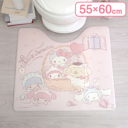 サンリオキャラクターズ PVC トイレマット ビニール製 撥水 塩ビ 抗菌 防臭 防カビ 防炎 キャラクター クッション キティ ポムポムプリン シナモロール キキララ マイメロ インテリア 北欧 かわいい(代引不可)