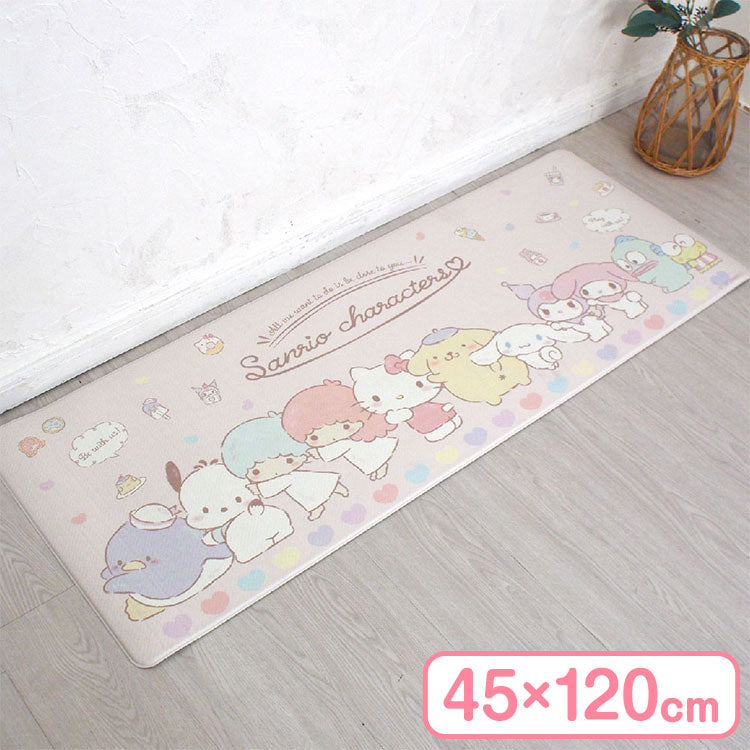 サンリオキャラクターズ PVC キッチンマット 45×120cm ビニール製 撥水 塩ビ 抗菌 防臭 防カビ 防炎 拭くだけ クッション キティ ポムポムプリン シナモロール キキララ マイメロ キャラクター(代引不可)