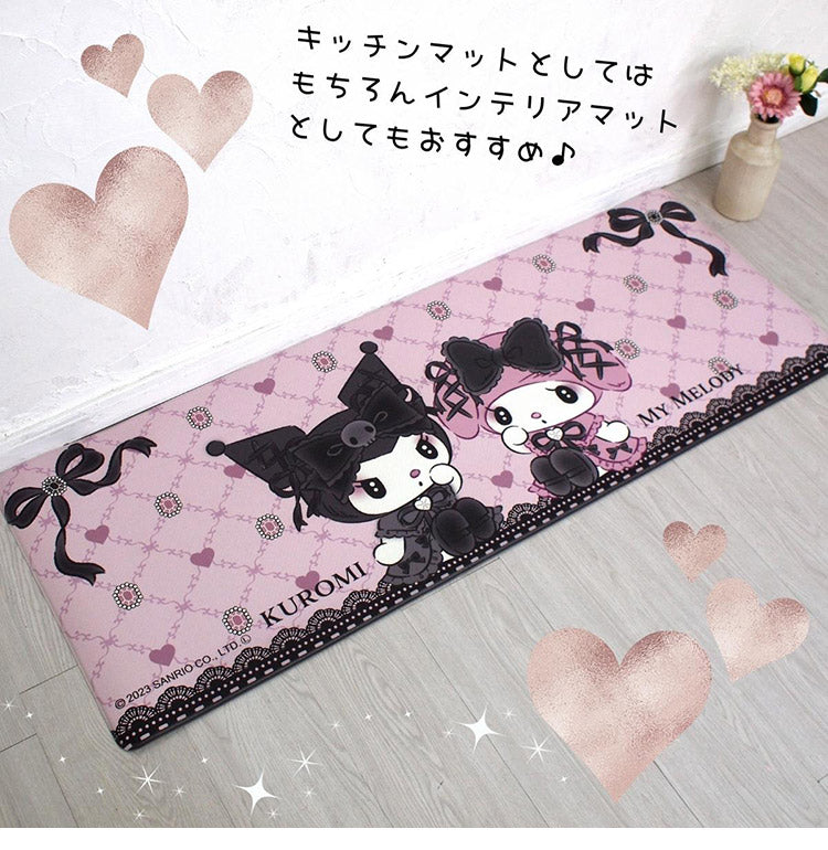 クロミ マイメロディ PVC キッチンマット 45×120cm 拭ける 抗菌 防臭 防カビ 防炎 ビニール製 キッチン マット 台所マット ロングマット クッションマット かわいい マイメロ サンリオ(代引不可)