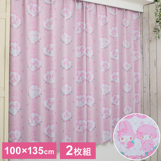 マイメロディ&マイスウィートピアノ 幅100cm×丈135cm 遮光 2枚セット キャラクター 正規ライセンス品 公式 ピアノ 子供 女の子 かわいい おしゃれ リボン my melody マイメロ サンリオ カーテン(代引不可)