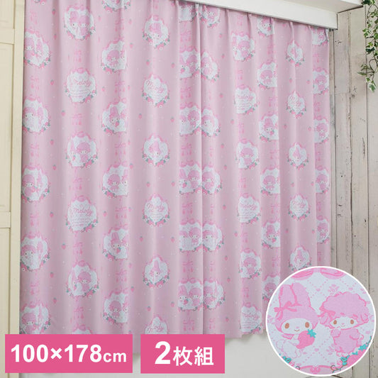 マイメロディ&マイスウィートピアノ 幅100cm×丈178cm 遮光 2枚セット キャラクター 正規ライセンス品 公式 ピアノ 子供 女の子 かわいい おしゃれ リボン my melody マイメロ サンリオ カーテン(代引不可)
