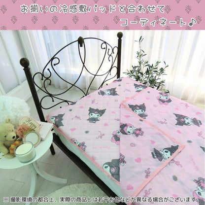 真夜中のメロクロ ひんやりケット ハーフ 100×140cm 接触冷感 冷感ケット 肌掛け 肌布団 ひんやり寝具 夏寝具 薄い 軽量 クロミ マイメロディ メロクロ サンリオ 冷たい クールケット サラサラ(代引不可)
