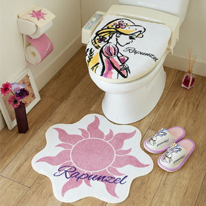 Disney ディズニー ラプンツェル トイレ 蓋カバー&マット トイレフタカバー マット スリッパ トイレカバー キャラクター(代引不可)