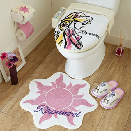 Disney ディズニー ラプンツェル トイレ 蓋カバー&マット トイレフタカバー マット スリッパ トイレカバー キャラクター(代引不可)