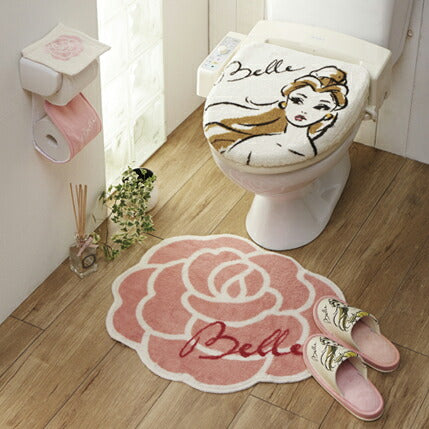Disney ディズニー 美女と野獣 ベル トイレ蓋カバー トイレフタカバー マット スリッパ トイレカバー キャラクター(代引不可)