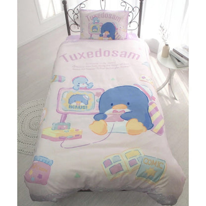 タキシードサム 布団カバー3点セット 丸洗い可 シングル サンリオ 枕カバー 掛布団カバー シーツ 洋式 和式 布団カバー 敷布団カバー ピローケース(代引不可)