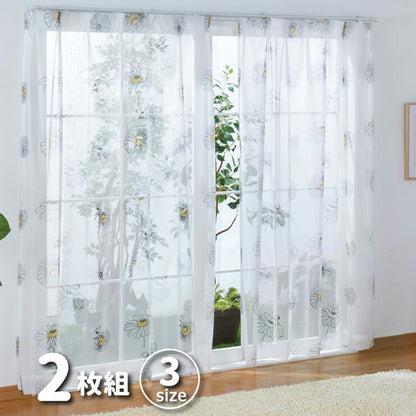 レースカーテン 2枚組 スヌーピー フラワー 幅100 丈133cm 丈176cm 丈198cm 外から見えにくい Snoopy Peanuts(代引不可)