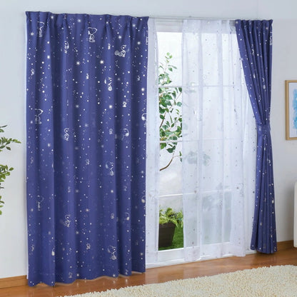 遮光カーテン 2枚組 スヌーピー 箔プリント キラキラ 幅100cm 丈135cm 丈178cm 丈200cm 2級遮光 遮熱 形状記憶 Snoopy Peanuts(代引不可)