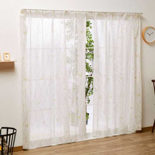 三つ丸ッキー レースカーテン 北欧風 2枚組 幅100cm 丈133cm 丈176cm 丈198cm 洗える ウォッシャブル 北欧 Disney ディズニー(代引不可)