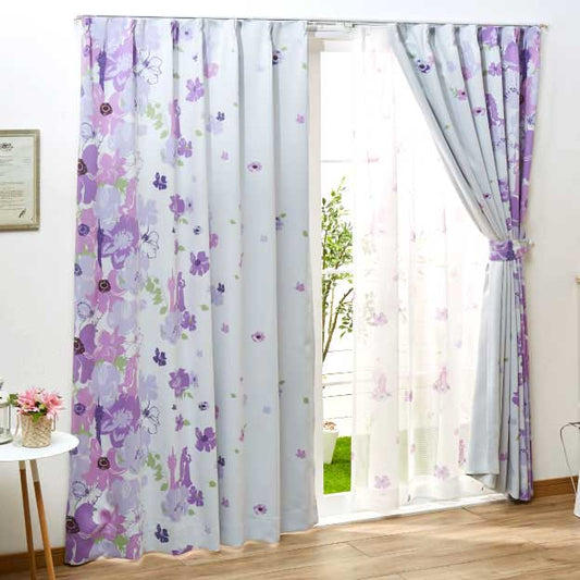 ラプンツェル 2級遮光 遮熱 カーテン 2枚組 幅100cm 丈135cm 丈178cm 丈200cm ウォッシャブル 丸洗い Disney ディズニー(代引不可)