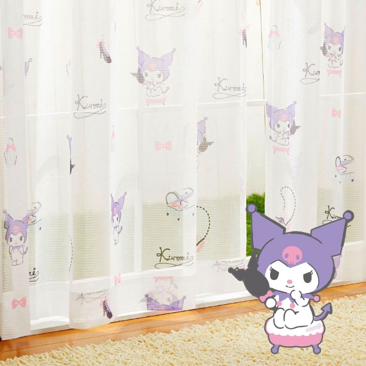 レースカーテン 2枚組 クロミ 【3サイズ】 幅100cm 丈133cm 丈176cm 丈198cm ウォッシャブル サンリオ SanrioZone(代引不可)