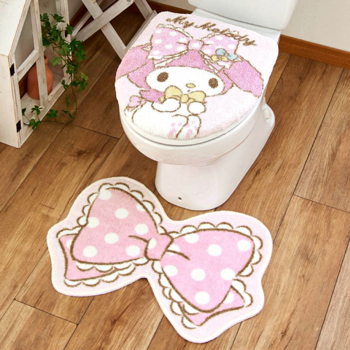 トイレ2点セット マイメロディ マイメロ トイレタリー トイレふたカバー トイレマット トイレカバー ウォッシャブル サンリオ(代引不可)