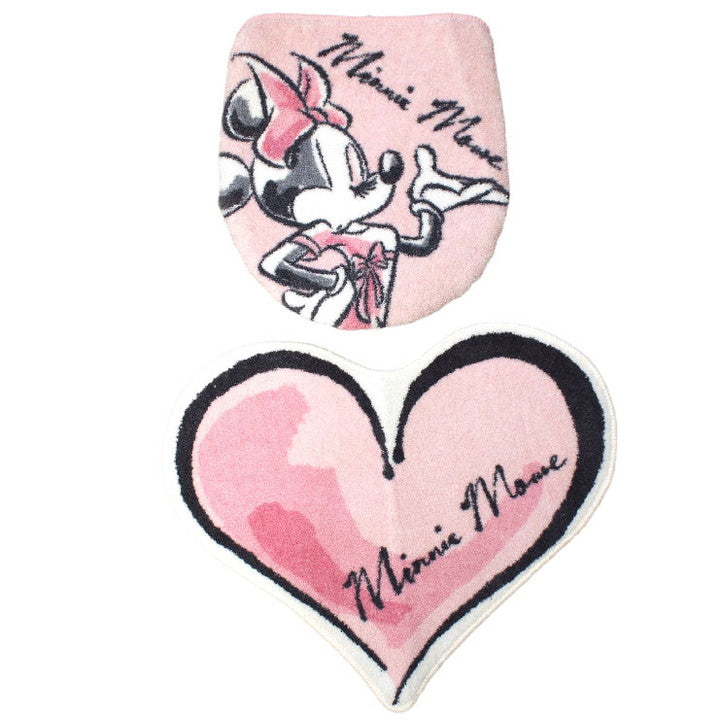 トイレ2点セット ミニー トイレタリー トイレふたカバー トイレマット トイレカバー ウォッシャブル ミニーマウス ディズニー(代引不可)