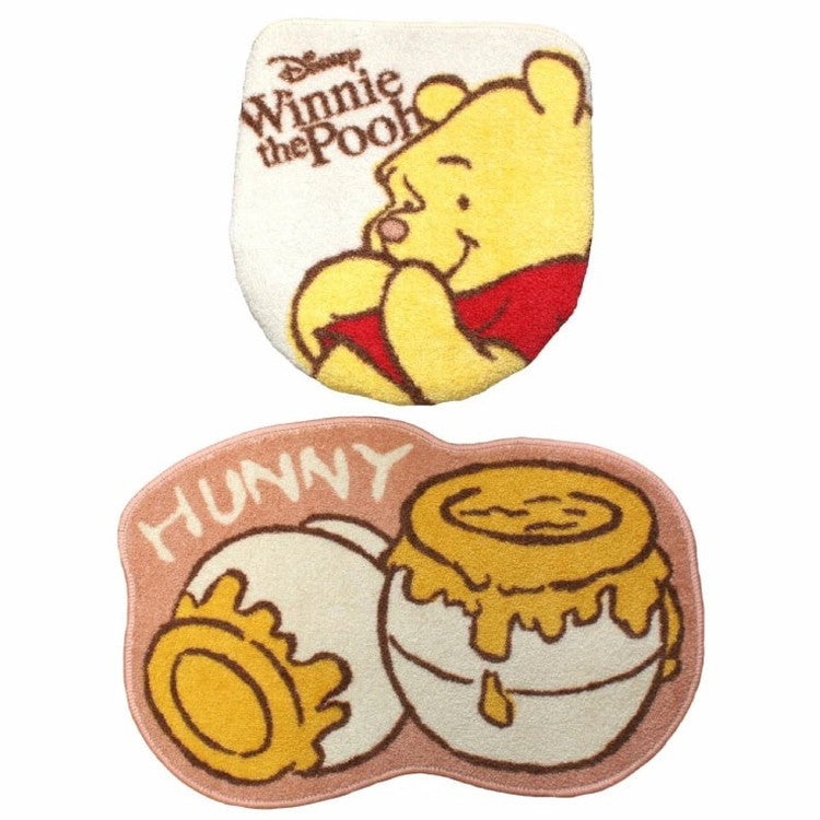 Desney ディズニー くまのプーさん トイレ2点セット トイレタリー トイレフタカバー トイレマット マット グッズ 温水洗浄便座用 おしり洗浄器 トイレカバー キャラクター(代引不可)