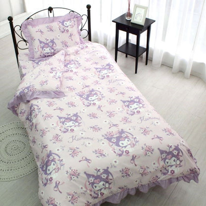 サンリオ クロミ 布団カバー3点セット 敷布団カバー シングルロング フィットシーツ ボックスシーツ かけ布団カバー ベッドシーツ 枕カバー フリル(代引不可)