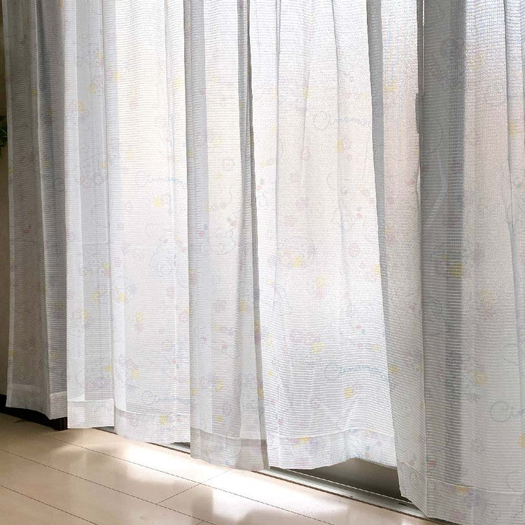 シナモロール UVカット レースカーテン 2枚セット 3サイズ キャラクター 断熱 グッズ ファン 正規ライセンス品 プレゼント 大人かわいい サンリオ SANRIO シナモン 女の子 かわいい おしゃれ(代引不可)