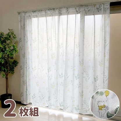 くまのプーさん レースカーテン 2枚セット 3サイズ UVカット 外から見えにくい UVカット 外から見えにくい UVカット ディズニー プー ティガー pooh イーヨー 丸洗い可 キャラクター 断熱(代引不可)