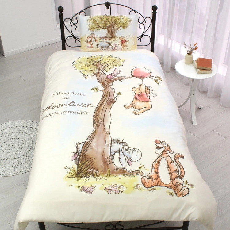 Desney ディズニー くまのプーさん 布団カバー3点セット 敷布団カバー シングルロング フィットシーツ ボックスシーツ かけ布団カバー ベッドシーツ 枕カバー(代引不可)