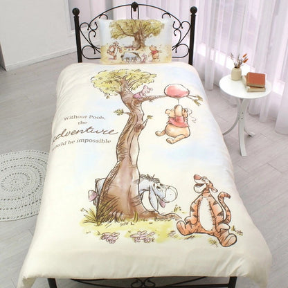 Desney ディズニー くまのプーさん 布団カバー3点セット 敷布団カバー シングルロング フィットシーツ ボックスシーツ かけ布団カバー ベッドシーツ 枕カバー(代引不可)