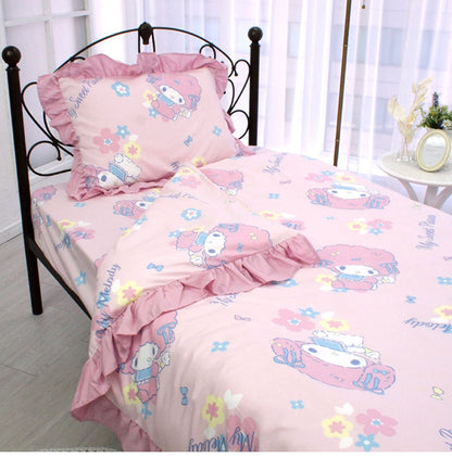 マイメロディ&マイスウィートピアノ 布団カバー3点セット シングル 和式 洋式 布団カバー 掛布団カバー 3点セット ベッドシーツ 敷布団カバー 枕カバー 丸洗い可 寝具 マイメロ(代引不可)