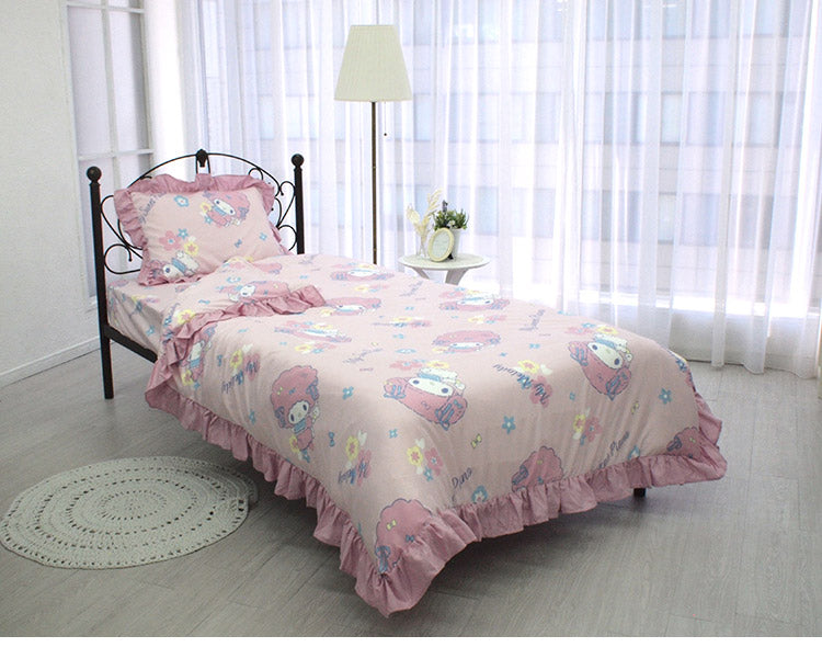 マイメロディ&マイスウィートピアノ 布団カバー3点セット シングル 和式 洋式 布団カバー 掛布団カバー 3点セット ベッドシーツ 敷布団カバー 枕カバー 丸洗い可 寝具 マイメロ(代引不可)