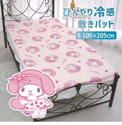 マイメロディ Sanriozone Sanrio/サンリオ シングル 接触冷感素材 約100cm×205cm ひんやり冷感敷きパッドシーツ ひんやりやわらか Soft&Cool サンリオ 敷パッド 子供部屋 キッズルーム(代引不可)
