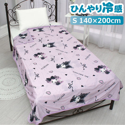 真夜中のメロクロ Sanrio/サンリオひんやり冷感ケット シングル 140×200cm ひんやりケット 接触冷感素材 洗濯可能 ブランケット サンリオ 子供部屋 キッズルーム クロミ マイメロディ(代引不可)