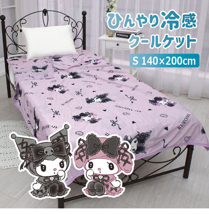 真夜中のメロクロ Sanrio/サンリオひんやり冷感ケット シングル 140×200cm ひんやりケット 接触冷感素材 洗濯可能 ブランケット サンリオ 子供部屋 キッズルーム クロミ マイメロディ(代引不可)