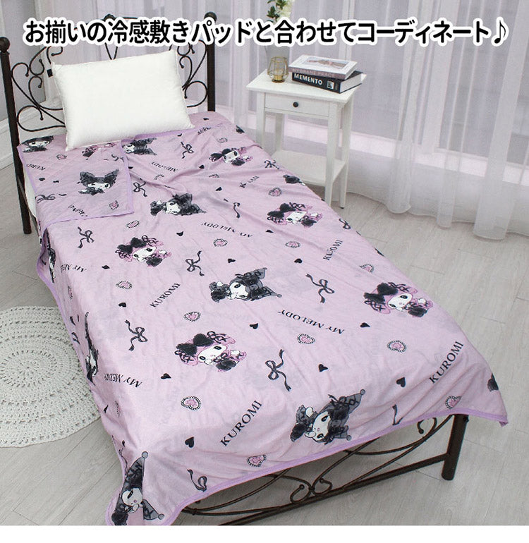 真夜中のメロクロ Sanrio/サンリオひんやり冷感ケット シングル 140×200cm ひんやりケット 接触冷感素材 洗濯可能 ブランケット サンリオ 子供部屋 キッズルーム クロミ マイメロディ(代引不可)