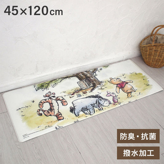 くまのプーさん キッチンマット 45×120cm PVC ビニール製 撥水 塩ビ 抗菌 防臭 防カビ 防炎 拭くだけ クッション プー おしゃれ キャラクター お手入れ簡単 ディズニー DisneyZone(代引不可)