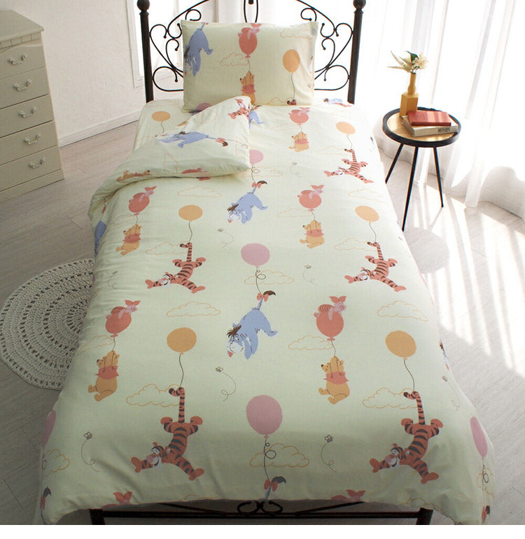 くまのプーさん キャラクター 布団カバー3点セット シングル Disneyzone ディズニー布団カバー 掛布団カバー 3点セット ベッドシーツ 敷布団カバー 枕カバー ピローケース 洗濯可能(代引不可)