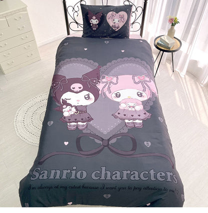 真夜中のメロクロ キャラクター 布団カバー3点セット クロミ マイメロディ シングル Sanriozone サンリオ 和式 洋式 布団カバー 掛布団カバー 3点セット 敷布団カバー 枕カバー マイメロ(代引不可)