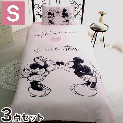 ミッキー ミニー キャラクター 布団カバー3点セット シングル Disneyzone ディズニー 布団カバー 掛布団カバー 3点セット ベッドシーツ 敷布団カバー 枕カバー 洗濯可能 キャラクター ミニー(代引不可)