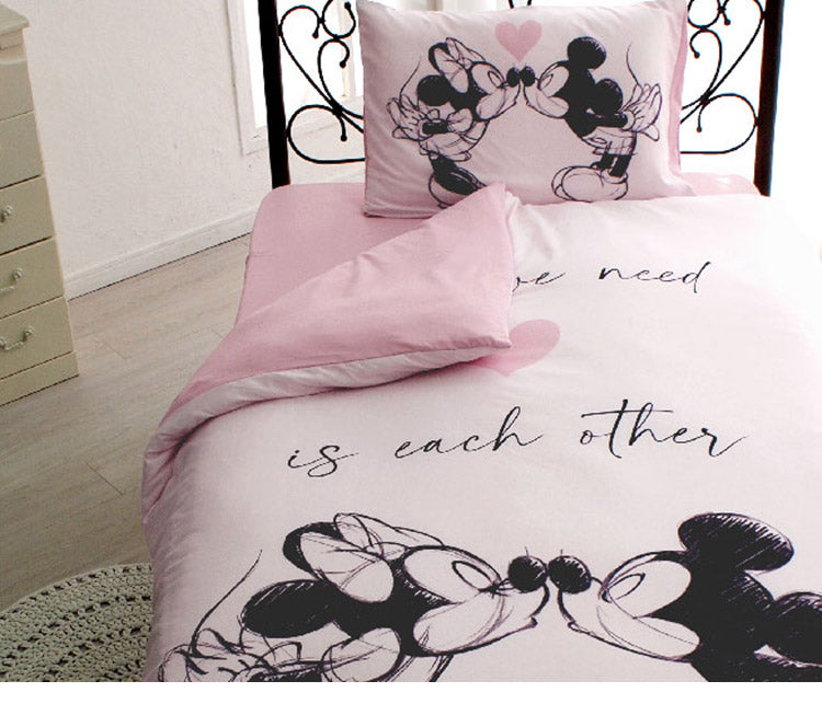 ミッキー ミニー キャラクター 布団カバー3点セット シングル Disneyzone ディズニー 布団カバー 掛布団カバー 3点セット ベッドシーツ 敷布団カバー 枕カバー 洗濯可能 キャラクター ミニー(代引不可)