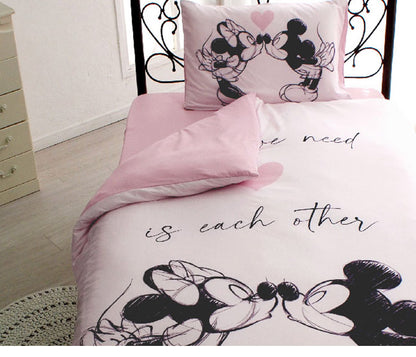 ミッキー ミニー キャラクター 布団カバー3点セット シングル Disneyzone ディズニー 布団カバー 掛布団カバー 3点セット ベッドシーツ 敷布団カバー 枕カバー 洗濯可能 キャラクター ミニー(代引不可)